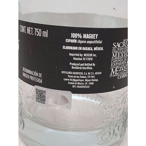 EMPTY Collectible Top Shelf Tequila Mezcal Sacrificio Reposado Bottle - Picture 4 of 8